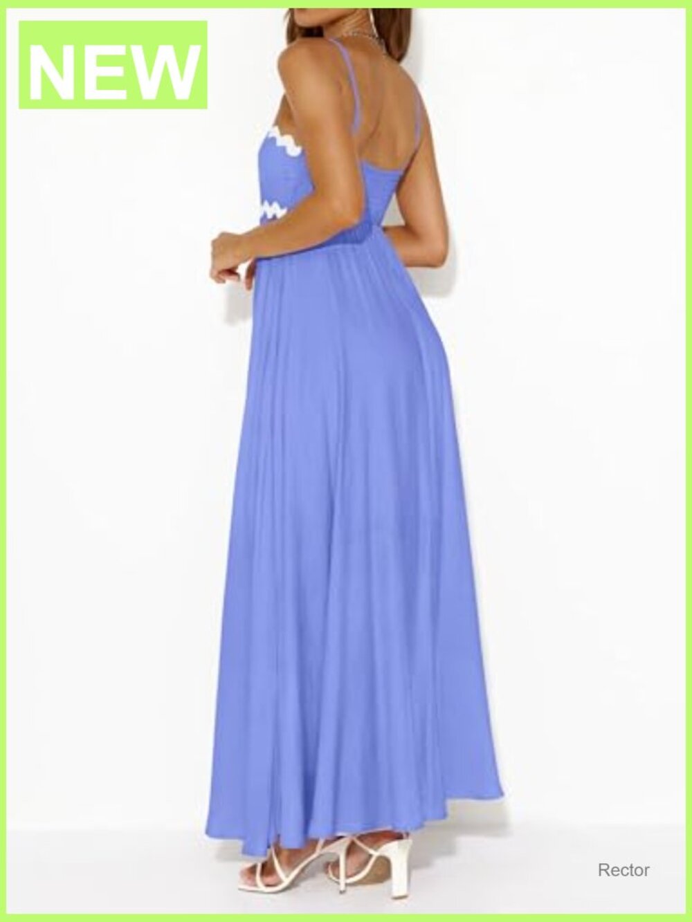 Smocked Square Neck Maxi Dress Sleeveless Flowy Boho Summer Sundress A-Line - Picture 4 of 7